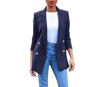 YIzdegg Suit Jacket Women's Business Long Sleeve Plain Blazer Women's Elegant Large Sizes Business Jacket Blazer Jacket with Double Breasted Lapel Collar Jacket Slim Fit Vintage Transition Jacket