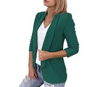 YIzdegg Suit Jacket Women's Long Sleeve - Women's Elegant Blazer Plain Lapel Transition Jacket Casual Office Long Blazer with Pocket Open Front Blazer Jacket Slim Fit Jackets Business Jacket, Green, S