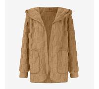 YIzdegg Teddy Fleece Jacket Women's with Hood - Plush Jacket Women's Long Winter Coat Open Front Winter Jacket Warm Winter Jacket Oversized Leisure Jacket with Pockets Long Sleeve Sherpa Cardigan