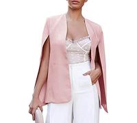 YIzdegg Women's Cape Blazer - Split Sleeve Coats Open Front Transition Jacket Casual Jacket Coat Work Wear Women's Blazer Elegant Formal Coat Plain Short Blazer Comfortable Shoulder Jacket, Pink59
