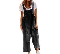 YIzdegg Women's Dungarees Jeans One-Piece Retro Denim Overalls Casual Straight Wide Leg Bib Jeans Adjustable Bib Trousers Loose Fit Baggy Jumpsuit Soft and Breathable Comfortable Stretch Work Trousers