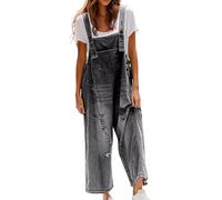 YIzdegg Women's Dungarees Jeans One-Piece Retro Denim Overalls Casual Straight Wide Leg Bib Jeans Adjustable Bib Trousers Loose Fit Baggy Jumpsuit Soft and Breathable Comfortable Stretch Work Trousers