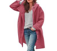 YIzdegg Women's Elegant Wool A-Line Wool Coat Trench Coat Long Overflow Winter Coat Trench Coat Black Blazer Wool Jacket Elegant Wind Jacket Parka Winter Parka Long Sleeve Winter Coat, hot pink, L