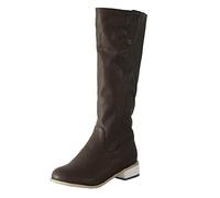 YIzdegg Women's Leather Boots, Retro Long Shaft Boots, Winter Boots with Heel, Women's High Boots, Round Toe, Elegant Riding Boots, Casual, Overknee High Tube, Winter Warm Transition Boots, Braun17