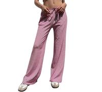 YIzdegg Women's Wide Leg Striped Casual Drawstring Elastic Low Waist Pyjama Bottoms Wide Cord Pants Women, RD1, M