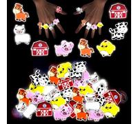 Yizeda Farm Animals LED Light Up Rings 24 Pcs Farm Animals Party Favors Glowing Finger Rings Toys for Farmhouse Animals Birthday Party Supplies,Classroom Prizes Pinata Goodie Bag Stuffers Gift