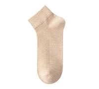 Yizelli 3 Pairs Ankle Socks for Men Solid Color Short Cotton Socks for Spring Summer (Khaki)