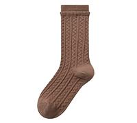 Yizelli 3 Pairs Warm Mid Calf Socks for Women Autumn and Winter Cotton Thick Socks (Dark Brown)