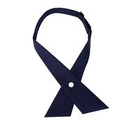 Yizelli Adjustable Criss-Cross Bow Tie School Uniform Solid Color Pre-tied Shirt Neck Tie (Navy Blue)