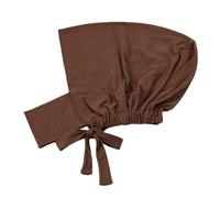Yizelli Adjustable Hijab Cap Muslim Stretchy Turban Hat Solid Color Undercap Full Neck Coverage with Drawstring (Coffee)