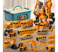 Yizemay Constructo Modular Transforming Toy Set, 35pcs Constructo Toys Magnetic Transform Engineering Car Toys, Transform Robot Car Toy, Magnetic Building Blocks Tiles Gifts for Boys Girls (A-Yellow)