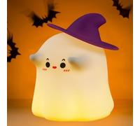 Yizemay Halloween Ghost Night Light, Ghost Silicone Lamp, Rechargeable Night Lamp, Nursery Nightlight 7 Colors with Timer, Funny Halloween Room Decoration Gifts for Girls Boys