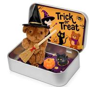 Yizemay Halloween Worry Bear Hug in a Box, A Little Pocket Bear Hug, Mini Plush Bears in Box for Trick Or Treat, Emotional Support Gifts, Halloween Positive Gift for Kids Friends