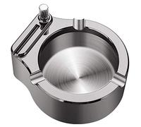 Yizemay Retro Metal Ashtray, Stainless Steel & ABS, Ten Thousand Match Windproof, Secure Cigarette Slot, Multifunctional Use