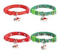 Yizepet Christmas Cat Collars with Bells, Breakaway Kitten Collar, Cute Kitty Collar in 4 Pack, Pet Supplies Accessories