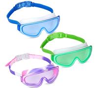 Yizerel 3 Pack Kids Swim Goggles, Swimming Glasses with One-Piece Wide Vision Lens for Children and Early Teens from 3 to 15 Years Old, Anti-Fog, Waterproof, UV Protection (Set of 3)