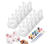 Yizerel Cat Mask to Decorate 10 PCS Therian Masks White Cat Masks Half Facemasks Blank DIY Halloween Mask Animal Masquerade Cosplay Party