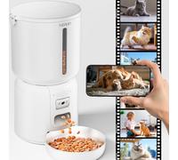 YIZFERN Automatic Cat Feeder with Camera, 4L Automatic Pet Feeder, Dual Power Supply, Smart Cat Food Dispenser with 2MP Night Vision & Two-Way Audio for Cats and Small Dogs, White