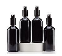 Yizhao 100ml Black Glass Spray Bottle for Essential Oils, Small Empty Fine Mist Spray Bottle, for Cleaning, Aromatherapy, Cosmetic Sprays, Hair -4 Pcs