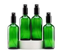 Yizhao 100ml Green Glass Spray Bottle for Essential Oils, Small Empty Fine Mist Spray Bottle, for Cleaning, Aromatherapy, Cosmetic Sprays, Hair -4 Pcs