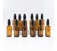 Yizhao 50ml Amber Glass Spray Bottle for Essential Oils, Small Empty Fine Mist Spray Bottle, for Cleaning, Aromatherapy, Cosmetic Sprays, Hair -12 Pcs