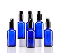 Yizhao 50ml Blue Glass Spray Bottle for Essential Oils, Small Empty Fine Mist Spray Bottle, for Cleaning, Aromatherapy, Cosmetic Sprays, Hair -6 Pcs