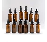 Yizhao Amber Glass Dropper Bottles 50ml, with Glass Pipette Dropper, for Essential oil, Aromatherapy, Laboratory, Massage, Makeup, Mixing, Travel- 12Pcs