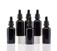 Yizhao Black Glass Dropper Bottles 50ml, with Glass Pipette Dropper, for Essential oil, Aromatherapy, Laboratory, Massage, Makeup, Mixing, Travel- 6Pcs
