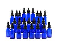 Yizhao Blue Glass Dropper Bottles 30ml, with Glass Pipette Dropper, for Essential oil, Aromatherapy, Laboratory, Massage, Makeup, Mixing, Travel- 24Pcs