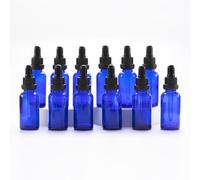 Yizhao Blue Glass Dropper Bottles 30ml, with Glass Pipette Dropper, for Essential oil, Aromatherapy, Laboratory, Massage, Makeup, Mixing, Travel- 12Pcs