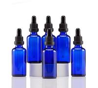YIZHAO Blue Glass Dropper Bottles 50ml, with Glass Pipette Dropper, for Essential oil, Aromatherapy, Laboratory, Massage, Makeup, Mixing, Travel- 6Pcs