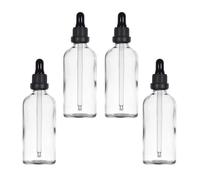 Yizhao Clear Glass Dropper Bottles 100ml, with Glass Pipette Dropper, for Essential oil, Aromatherapy, Laboratory, Massage, Makeup, Mixing, Travel- 4Pcs