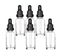 Yizhao Clear Glass Dropper Bottles 30ml, with Glass Pipette Dropper, for Essential oil, Aromatherapy, Laboratory, Massage, Makeup, Mixing, Travel- 6Pcs
