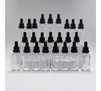 Yizhao Clear Glass Dropper Bottles 30ml, with Glass Pipette Dropper, for Essential oil, Aromatherapy, Laboratory, Massage, Makeup, Mixing, Travel- 24Pcs