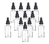 Yizhao Clear Glass Dropper Bottles 50ml, with Glass Pipette Dropper, for Essential oil, Aromatherapy, Laboratory, Massage, Makeup, Mixing, Travel- 12Pcs
