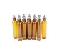 YIZHAO Essential Oil 10ml Amber Glass Roller Bottles, Empty Oil Roller Ball Glass Bottle for Essential oil,Massage,Beauty Oil Mix,Lab bottle with [stainless steel roller ball]- 36 Pcs