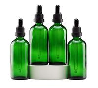 Yizhao Green Glass Dropper Bottles 100ml, with Glass Pipette Dropper, for Essential oil, Aromatherapy, Laboratory, Massage, Makeup, Mixing, Travel- 4Pcs