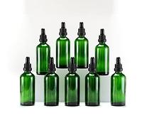 YIZHAO Green Glass Dropper Bottles 100ml, with Glass Pipette Dropper, for Essential oil, Aromatherapy, Laboratory, Massage, Makeup, Mixing, Travel- 9Pcs