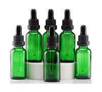 YIZHAO Green Glass Dropper Bottles 30ml, with Glass Pipette Dropper, for Essential oil, Aromatherapy, Laboratory, Massage, Makeup, Mixing, Travel- 6Pcs