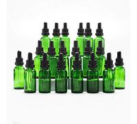 YIZHAO Green Glass Dropper Bottles 30ml, with Glass Pipette Dropper, for Essential oil, Aromatherapy, Laboratory, Massage, Makeup, Mixing, Travel- 24Pcs