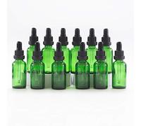 Yizhao Green Glass Dropper Bottles 30ml, with Glass Pipette Dropper, for Essential oil, Aromatherapy, Laboratory, Massage, Makeup, Mixing, Travel- 12Pcs
