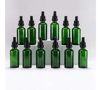 YIZHAO Green Glass Dropper Bottles 50ml, with Glass Pipette Dropper, for Essential oil, Aromatherapy, Laboratory, Massage, Makeup, Mixing, Travel- 12Pcs