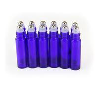 YIZHAO Roll On Empty Essential Oil Perfume 10ml Blue Empty Glass Bottles with Stainless Steel Ball - 12 PCS