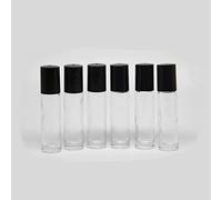 YIZHAO Transparent 10 ml roll-on glass bottles for essential oil, empty roll-on bottle with stainless steel roller balls, for aromatherapy blends, fragrance, perfume, massage - 6 pieces