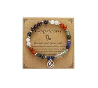 YIZHEDE Zodiac Natural Stone Bracelet - Handmade Crystal Healing Bracelet with Zodiac Charm - Adjustable Beaded Jewelry Gift for Women Men Girls, One Size, Stone, no gemstone
