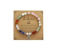 YIZHEDE Zodiac Natural Stone Bracelet - Handmade Crystal Healing Bracelet with Zodiac Charm - Adjustable Beaded Jewelry Gift for Women Men Girls, One Size, Stone, no gemstone