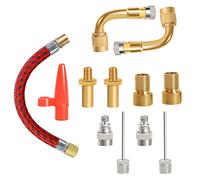Yizhet 12Pcs Valve Converter Set Brass Bike Valve Adapter Schrader Valve, Presta Valve, Dunlop/Woods Tyre Valve Adapter (AV DV SV), Elbow Valve Extender with Ball Pump/Air Pump/Compressor Adapter