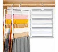 Yizhet 3Pcs Pants Hangers Space Saving 6-in-1 Trousers Hangers Multi-Layer Stainless Steel Clothing Rack for Closet Storage eans Scarfs Tie Towel