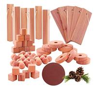 Yizhet Cedarwood Moth Repellent, 51 PCs Cedarwood Blocks, Balls, Discs, Rings, Natural Cedar Moth Repellent for Wardrobes, Drawers, Clothes Storage