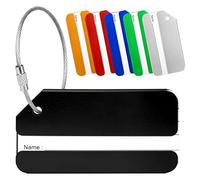 Yizhet Luggage Tags, 6 Pcs Suitcase Tags Aluminum Alloy with Steel Loop & Waterproof Name ID Card for Travel Bag, Checked Luggage, Suitcases, Laptop Bags, Backpacks, 8 x 4cm, 6 Colours